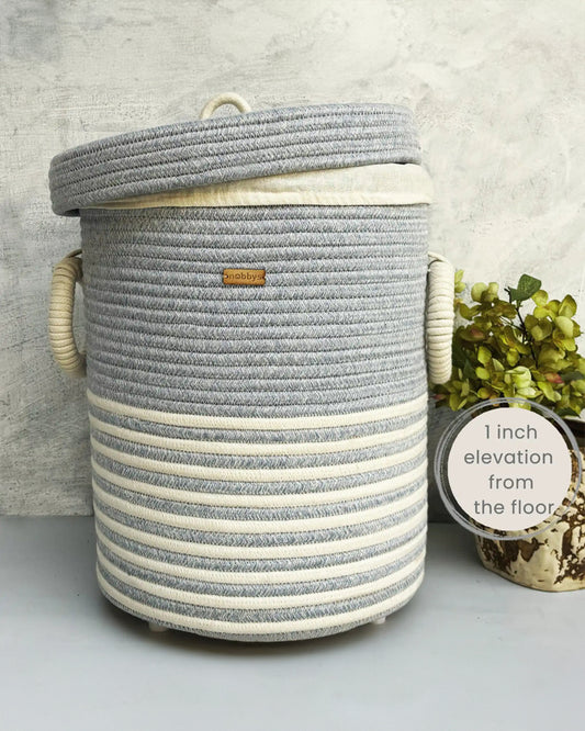 nobbys Multipurpose Storage Basket-with Lid and Bottom Spacers-for Clothes & Toys-Sturdy & Durable-Pastel Blue