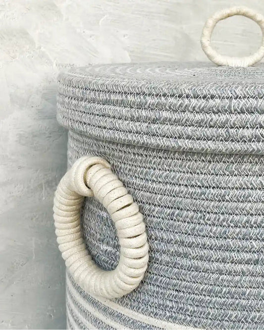 nobbys Multipurpose Storage Basket-with Lid and Bottom Spacers-for Clothes & Toys-Sturdy & Durable-Pastel Blue