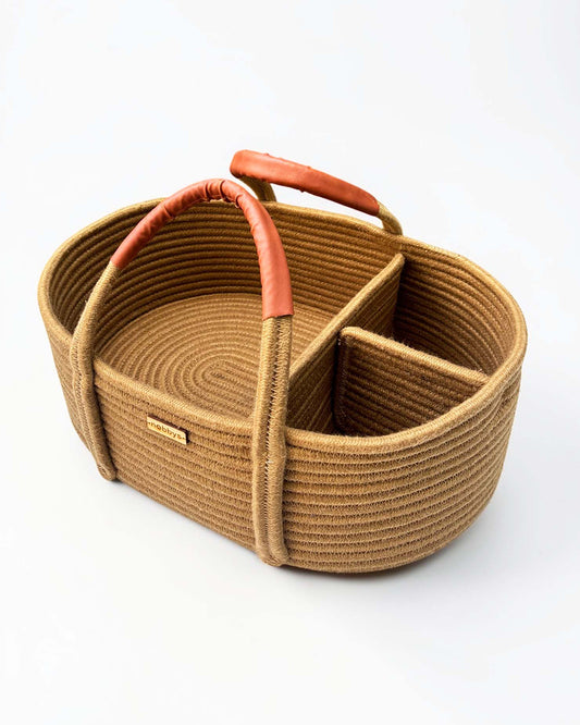 nobbys Diaper Caddy-Multi Compartment With 100% Organic Cotton-Beige