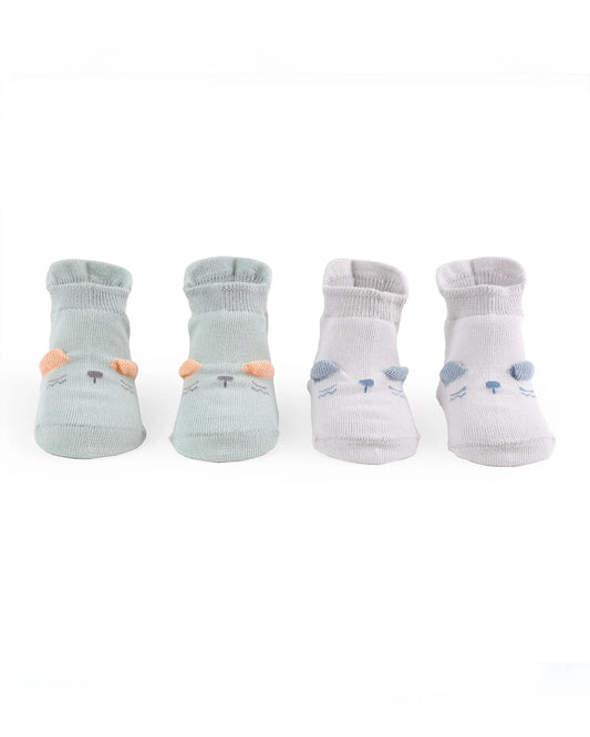 Kicks & Crawl Lavender & Light Blue Little Mouse Socks-Cotton & Polyester-Pack of 2-For Infants