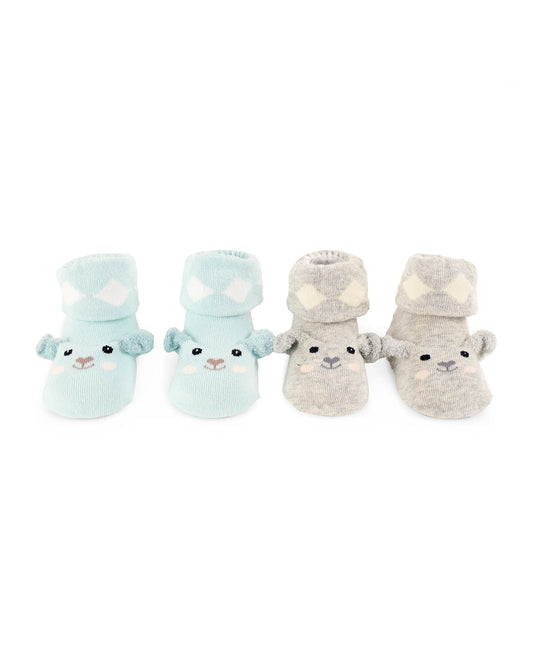 Kicks & Crawl Light Blue & Light Grey Little Piggies Socks-Cotton & Polyester-Pack of 2-For Infants