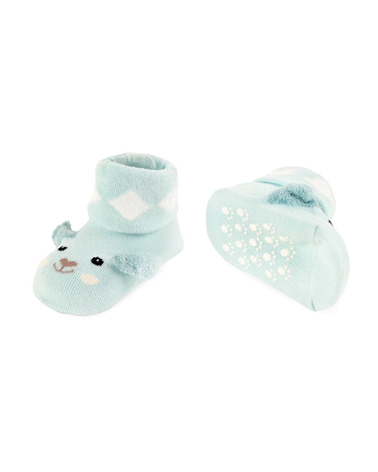 Kicks & Crawl Light Blue & Light Grey Little Piggies Socks-Cotton & Polyester-Pack of 2-For Infants