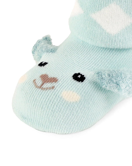 Kicks & Crawl Light Blue & Light Grey Little Piggies Socks-Cotton & Polyester-Pack of 2-For Infants