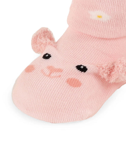 Kicks & Crawl Pink & Purple Little Piggies Socks-Cotton & Polyester-Pack of 2-For Infants