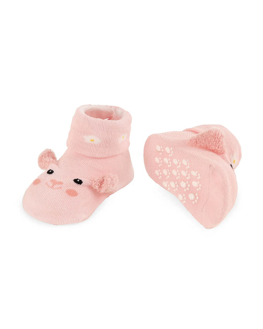 Kicks & Crawl Pink & Purple Little Piggies Socks-Cotton & Polyester-Pack of 2-For Infants