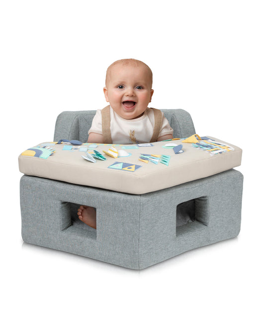 Role Play Neo Geometric Baby Activity Center and Table-Detachable Tray with Squeaker-Crinkle Paper-Mirror and Rattle-Harness to Hold Baby in Place-Stimulate Your Baby's Senses and Encourage Interactive Learning-Toys-12M+