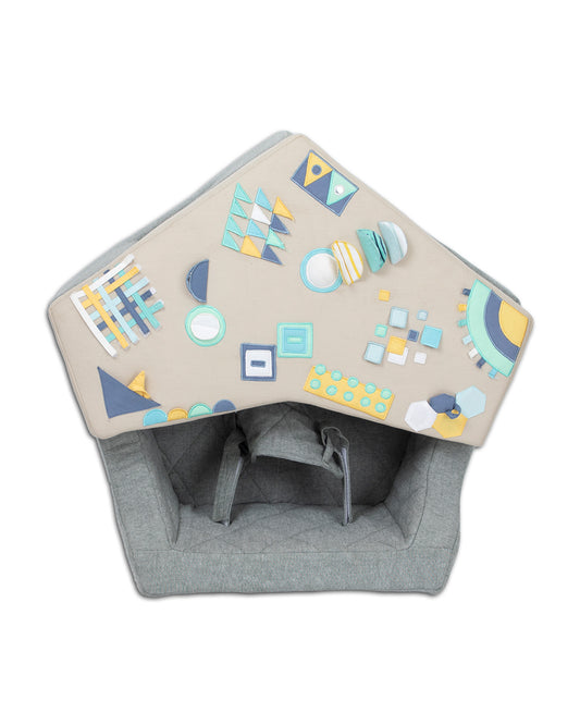 Role Play Neo Geometric Baby Activity Center and Table-Detachable Tray with Squeaker-Crinkle Paper-Mirror and Rattle-Harness to Hold Baby in Place-Stimulate Your Baby's Senses and Encourage Interactive Learning-Toys-12M+