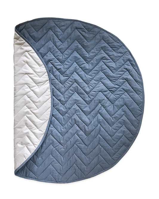 Masilo Navy Quilted Playmat-Lightweight & Portable-With Drawstring Carry Bag-0M+