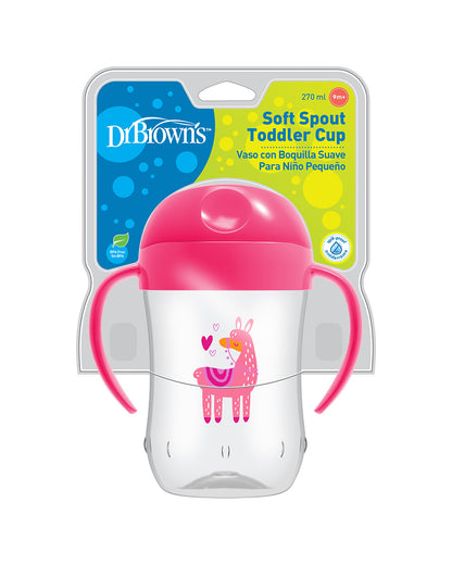 Dr. Brown's Soft Spout Sipper-With Easy Grip Handles-Spill Proof-Pink Llama-270 ml