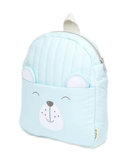 Masilo Bear Backpack-Soft Organic Cotton-with Outside Water & Stain Resistant Coating-Light Blue-for Toddlers