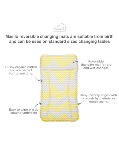 Masilo Diaper Changing Mat-Reversible-GOTS Certified Organic Cotton-Chevron Sunshine