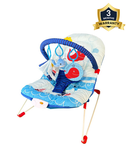 Ladida Baby Bouncer-With 8 Classic Melodies & Calming Vibrations-3 Point Harness-Removable & Adjustable Toy Bar-3 Months Warranty-Upto 9 Kg-Whale