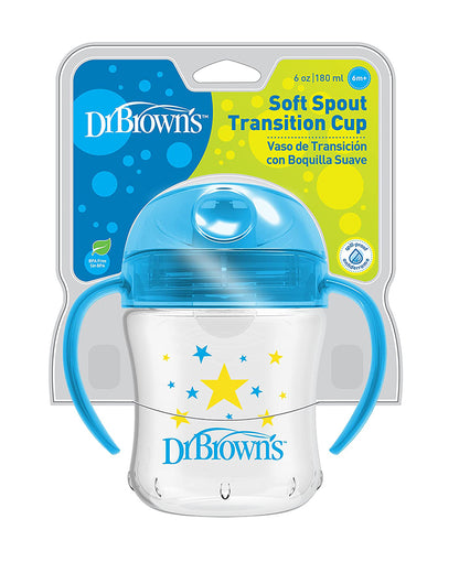 Dr. Brown's Soft Spout Sipper-With Easy Grip Handles-Spill Proof-Blue Deco-180 ml