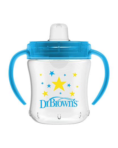 Dr. Brown's Soft Spout Sipper-With Easy Grip Handles-Spill Proof-Blue Deco-180 ml