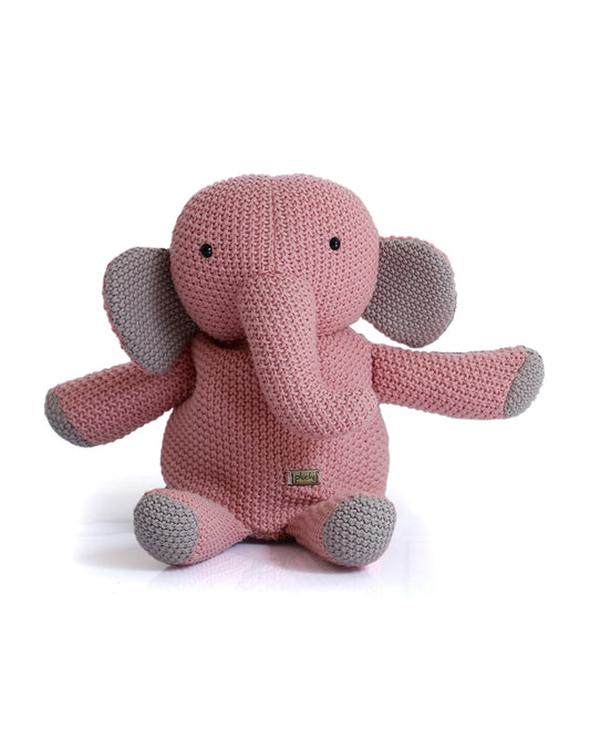 Pluchi Berry The Elephant Backpack-Soft Knitted Cotton Bag-with Adjustable Straps-Pink-for Toddlers