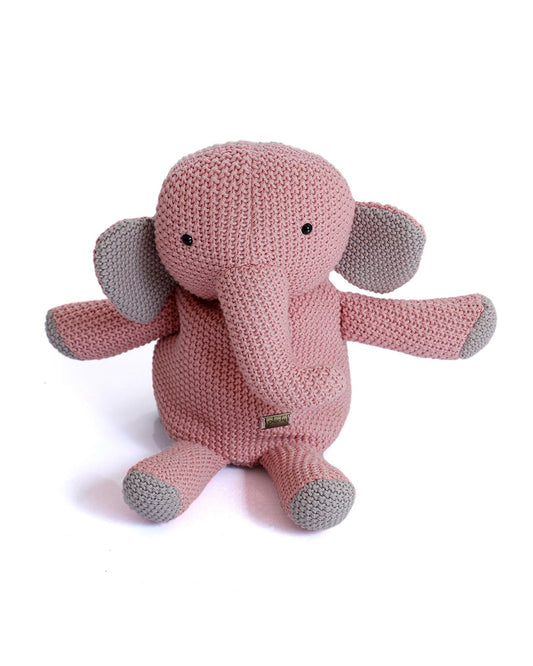 Pluchi Berry The Elephant Backpack-Soft Knitted Cotton Bag-with Adjustable Straps-Pink-for Toddlers