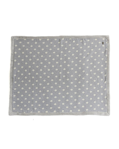 Pluchi Fun with Dots Knitted Baby Blanket-Combed Cotton Blanket with Faux Fur Back-Grey-For Infants