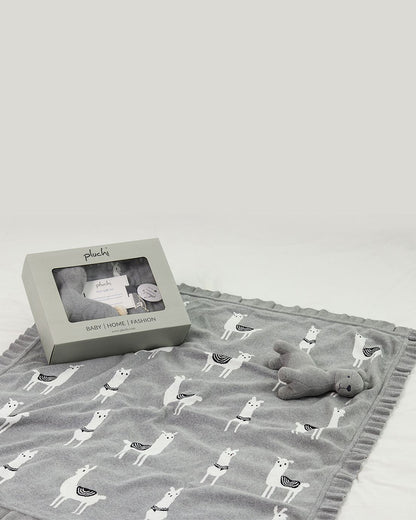 Pluchi Sweet Lama Grey Gift Bundle-Pack of 2-Gift For Baby Shower & Baby Birthday