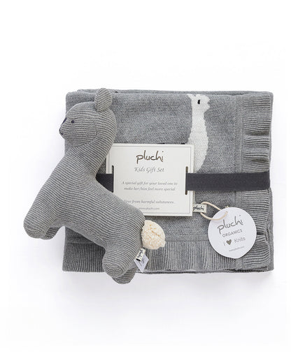 Pluchi Sweet Lama Grey Gift Bundle-Pack of 2-Gift For Baby Shower & Baby Birthday