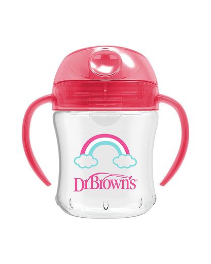 Dr. Brown's Soft Spout Sipper-With Easy Grip Handles-Spill Proof-Pink Deco-180 ml