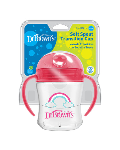 Dr. Brown's Soft Spout Sipper-With Easy Grip Handles-Spill Proof-Pink Deco-180 ml