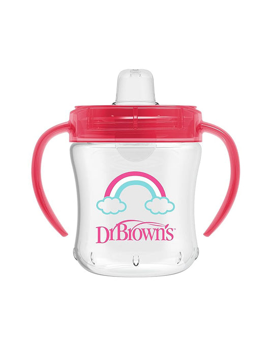 Dr. Brown's Soft Spout Sipper-With Easy Grip Handles-Spill Proof-Pink Deco-180 ml