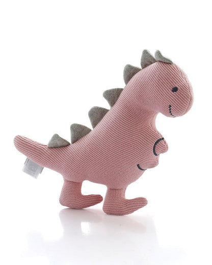 Pluchi Bubblgum Pink Cute Dino-Promotes Tactile Stimulation-Easily Washable-Knitted Soft Toy-Plush Cuddly Toy For Newborn