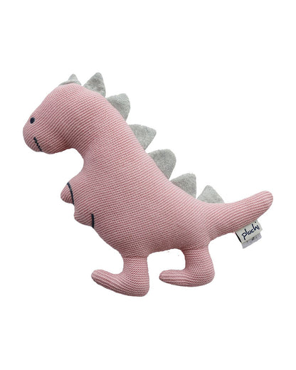 Pluchi Bubblgum Pink Cute Dino-Promotes Tactile Stimulation-Easily Washable-Knitted Soft Toy-Plush Cuddly Toy For Newborn