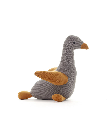 Pluchi Light Grey Melange Chuckles Bird-Promotes Tactile Stimulation-Easily Washable-Knitted Soft Toy-Plush Cuddly Toy For Newborn