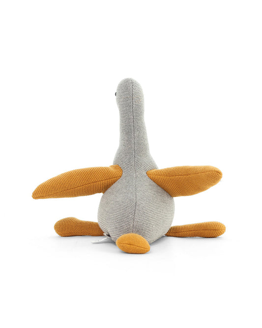 Pluchi Light Grey Melange Chuckles Bird-Promotes Tactile Stimulation-Easily Washable-Knitted Soft Toy-Plush Cuddly Toy For Newborn