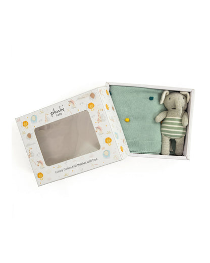 Pluchi Cute as a Button Gift Bundle-With Blanket & Toy Elephant-Pack of 2-Gift For Baby Shower & Baby Birthday-Duck Egg