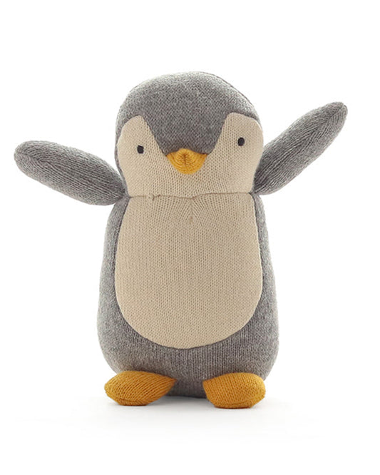 Pluchi Melange Ivory Arctic Penguin-Promotes Tactile Stimulation-Easily Washable-Knitted Rattle Toy-For Infants