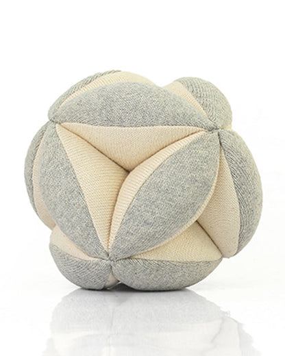 Pluchi Grey Flower Rattle Ball-Promotes Tactile Stimulation-Easily Washable-Knitted Rattle Toy-For Infants