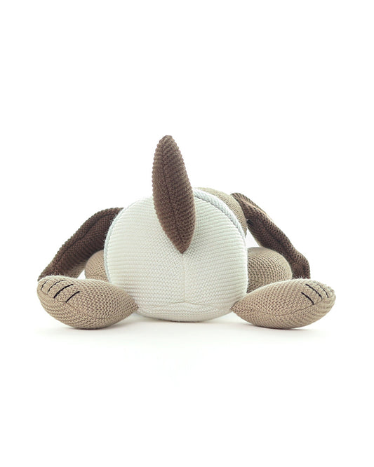 Pluchi Light Grey Melange Slinky Dog-Promotes Tactile Stimulation-Easily Washable-Knitted Soft Toy-Plush Cuddly Toy For Newborn