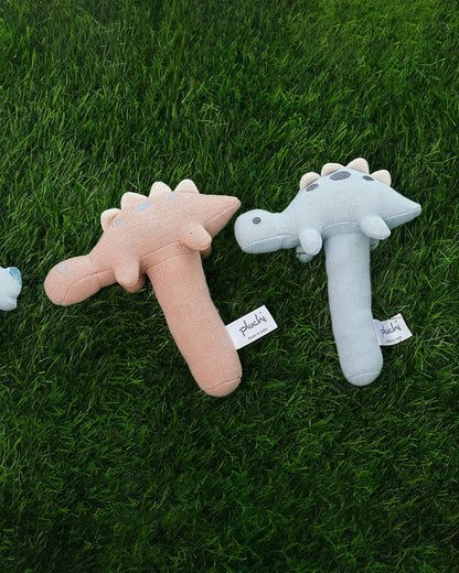 Pluchi Baby Blue Stego Dino-Promotes Tactile Stimulation-Easily Washable-Knitted Rattle Toy-For Infants