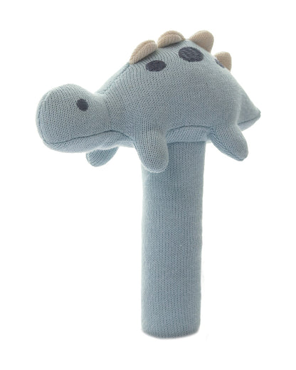 Pluchi Baby Blue Stego Dino-Promotes Tactile Stimulation-Easily Washable-Knitted Rattle Toy-For Infants