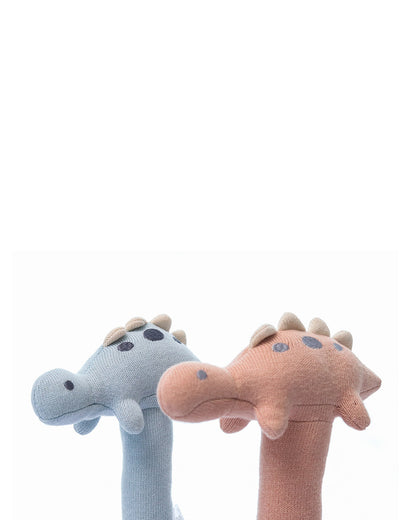 Pluchi Baby Blue Stego Dino-Promotes Tactile Stimulation-Easily Washable-Knitted Rattle Toy-For Infants