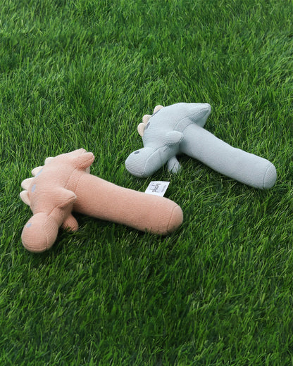 Pluchi Baby Blue Stego Dino-Promotes Tactile Stimulation-Easily Washable-Knitted Rattle Toy-For Infants