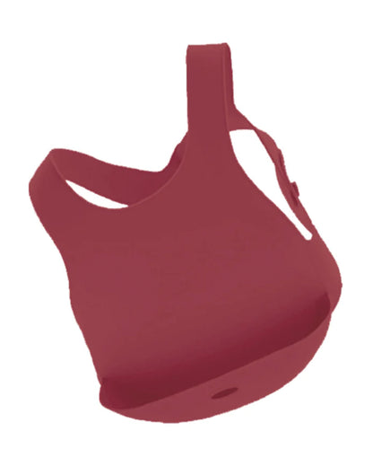MinikOiOi Flexi Silicone Bib-With Unique Belt Fastening Design-Crumb Catcher-Velvet Rose-For Infants