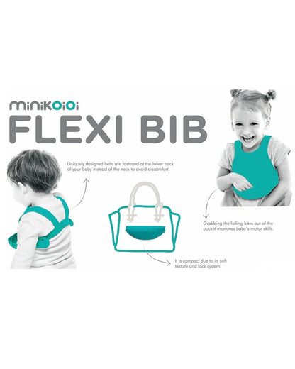 MinikOiOi Flexi Silicone Bib-With Unique Belt Fastening Design-Crumb Catcher-Velvet Rose-For Infants