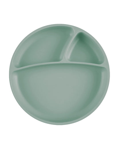 MinikOiOi Portions Silicone Plate-With Secure Suction Base-River Green-For Feeding Infants
