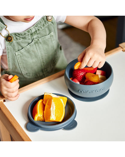 MinikOiOi Bowly Silicone Bowl with Lid-Secure Suction Base-Microwave Safe-Mellow Yellow-For Feeding Infants