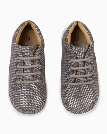 Elves Silver Zig Zag Lace Up Sneakers For Infants