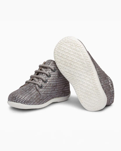 Elves Silver Zig Zag Lace Up Sneakers For Infants