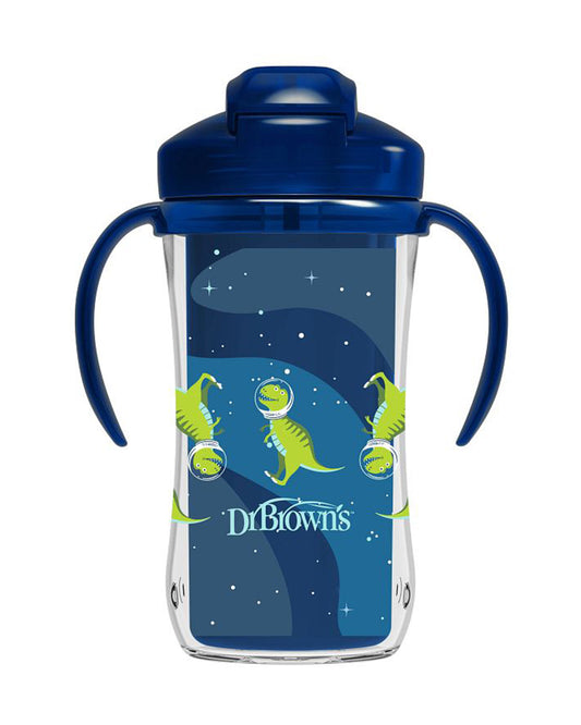 Dr. Brown's Insulated Straw Cup-Twin Handle-Blue-300 ml