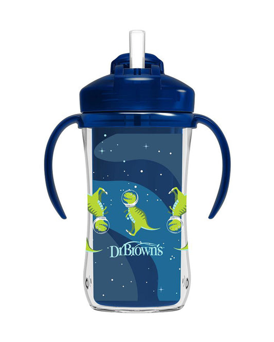 Dr. Brown's Insulated Straw Cup-Twin Handle-Blue-300 ml