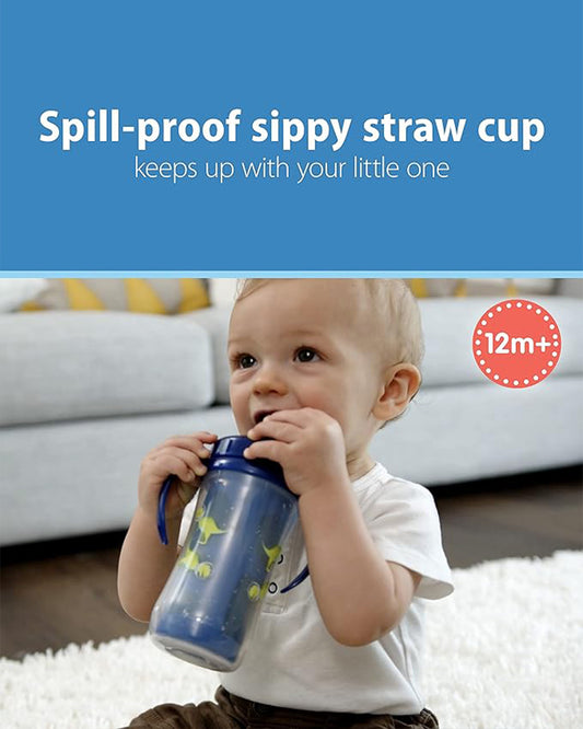 Dr. Brown's Insulated Straw Cup-Twin Handle-Blue-300 ml