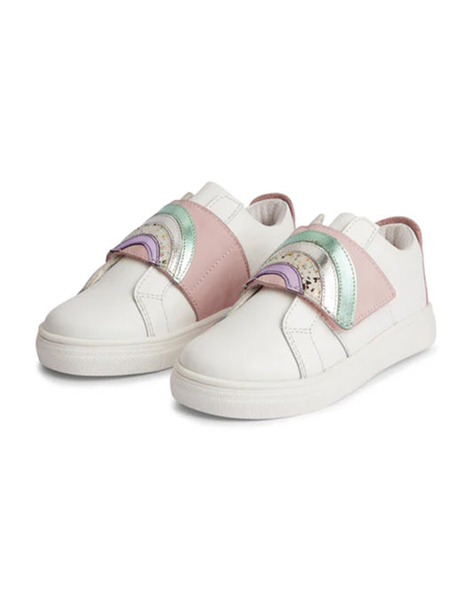 Elves White Glitter Velcro Sneakers For Infants