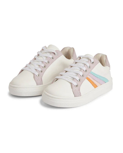 Elves White Rainbow Lace Up Sneakers For Infants