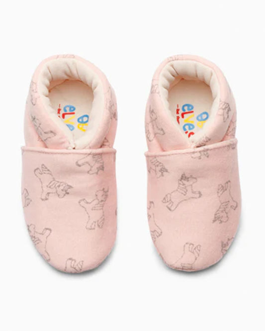 Elves Pink Unicorn Print Anti-Skid Slip On Shoes For Infants